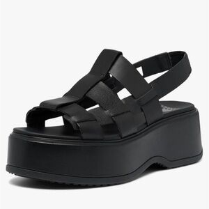 SOREL Dayspring Slingback Platform Sandals in black leather size 6.5